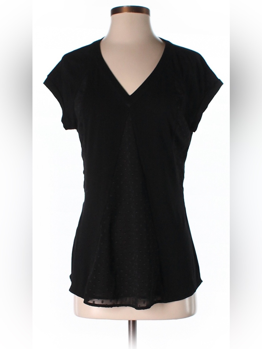 Daniel Rainn Black V-Neck Short Sleeve Blouse